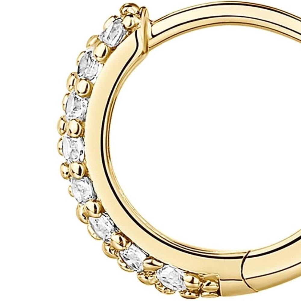 14K Gold Plated Sterling Silver Post Cubic Zirconia Huggie Earrings | Small Roun